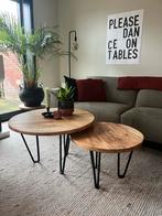Set van 2 ronde salontafels - 77x47 cm en 58x40 cm, Gebruikt, Verzenden, Rond, 50 tot 100 cm