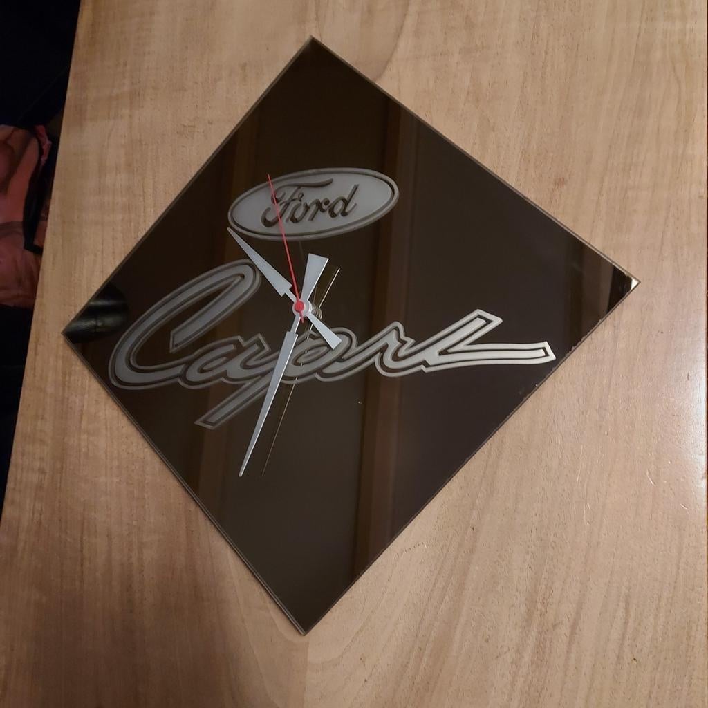 Ford Capri spiegelklok, Ophalen of Verzenden, Nieuw, Wandklok