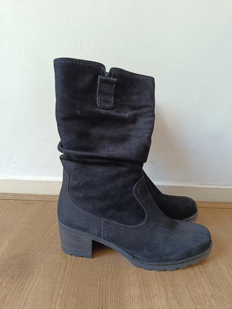 Gabor comfort zwarte suède kuithoge laarzen met hak mt 38, Hoge laarzen, Zwart, Gabor, Ophalen of Verzenden