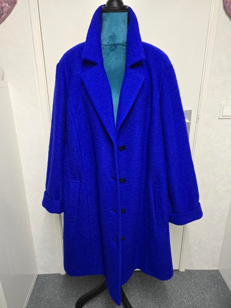 Nieuwe wollen winterjas van KJ Brand maat 54, Kleding | Dames, Grote Maten, Nieuw, Jas of Mantel, Blauw, Ophalen of Verzenden