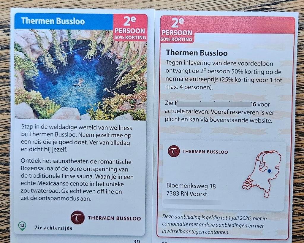 Sauna Thermen Bussloo 2e persoon 50% korting