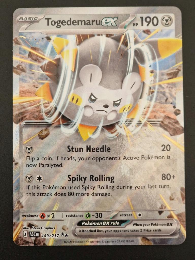 Togedemaru EX Double Rare #149/217 Ascended Heroes, Ophalen of Verzenden, Nieuw, Losse kaart, Foil