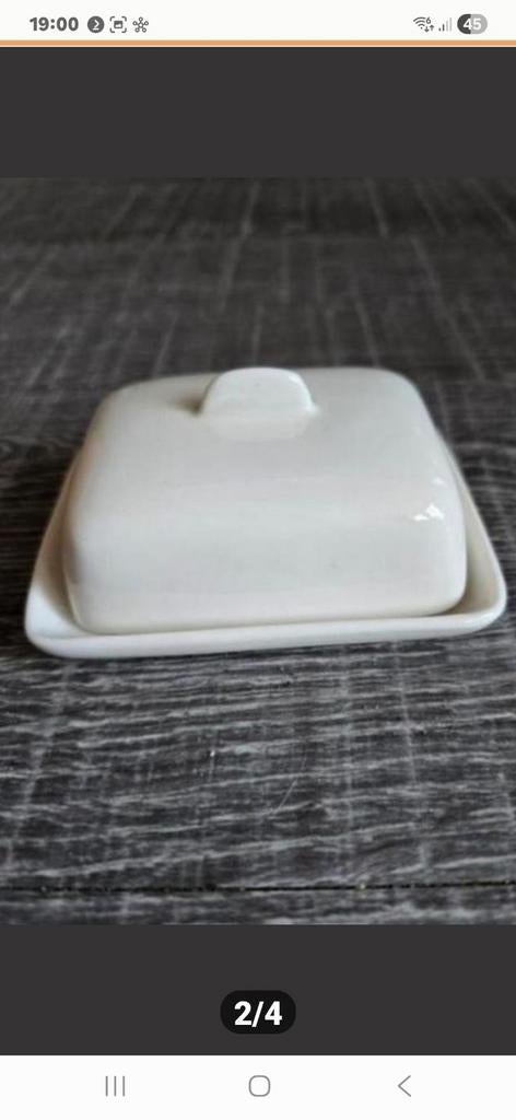 Witte mini botervloot van porselein, Overige typen, Nieuw, Ophalen of Verzenden, Effen