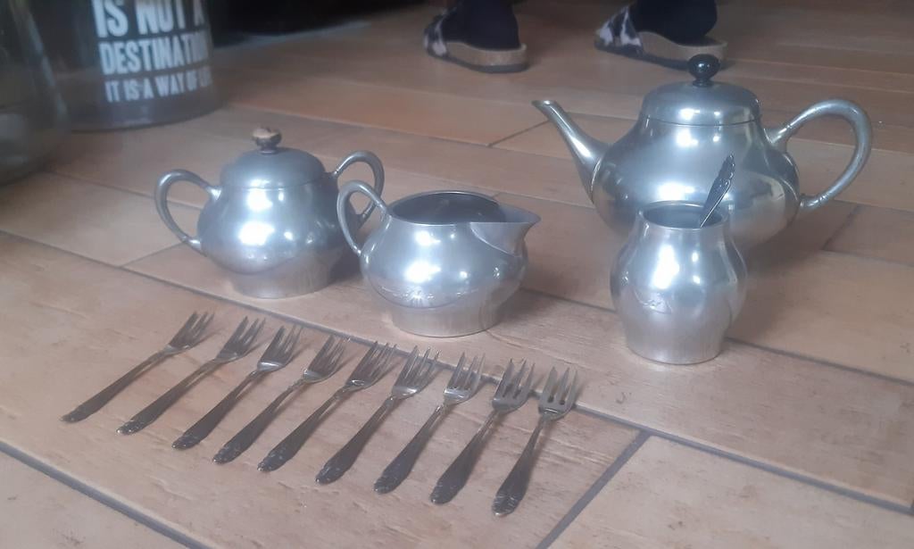 Tinnen servies., Ophalen of Verzenden
