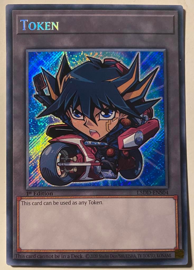 Yu-Gi-Oh! Yusei L5DD Token 1st Edition !, Ophalen of Verzenden, Gebruikt, Losse kaart, Foil