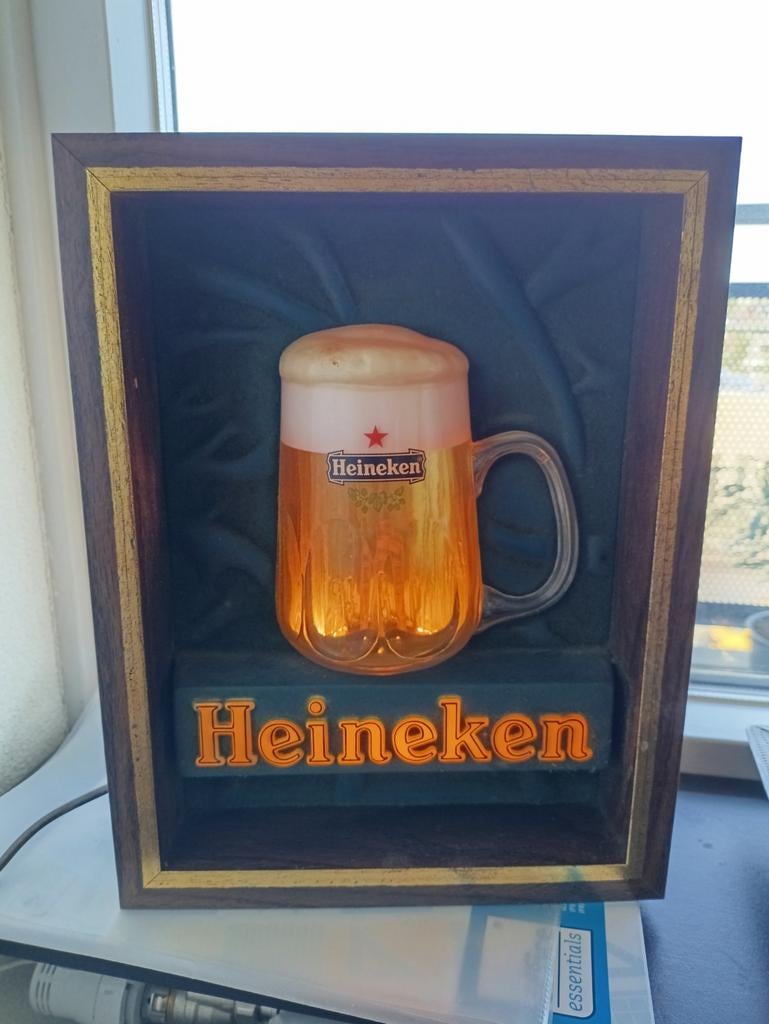 Unieke oude heineken lichtbak, Ophalen of Verzenden, Zo goed als nieuw