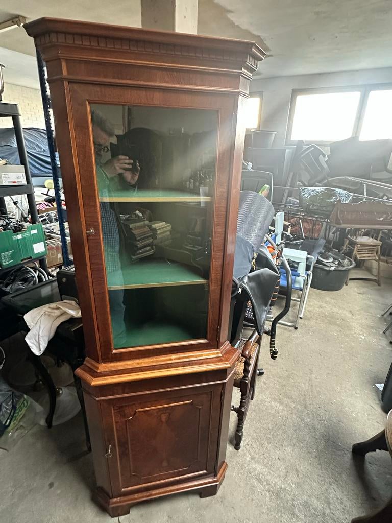 Antieke Hoek Vitrinekast - Klassiek Houten Pronkstuk, Ophalen, Gebruikt, 50 tot 100 cm, 150 tot 200 cm