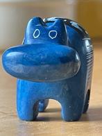 Beeldje nijlpaard zeepsteen blauw 2,5 cm, Ophalen of Verzenden, Zo goed als nieuw, Dier