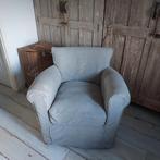 Comfortabele fauteuil met linnen hoes en wieltjes, Ophalen, Gebruikt, Overige kleuren, Klassiek, Landelijk