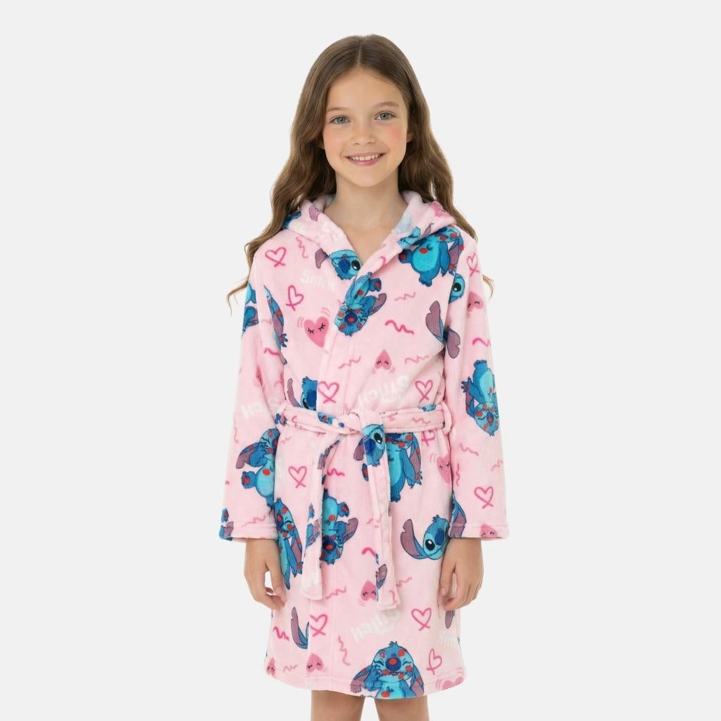 Stitch Badjas Roze - Mt 104/110 - 116/128 -134/140 - 146/152, Kinderen en Baby's, Kinderkleding | Maat 116, Nacht- of Onderkleding