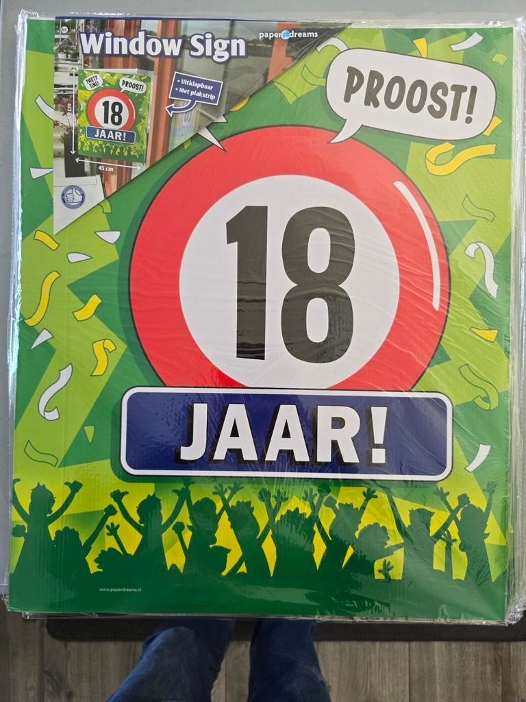 Raambord 18 jaar - Feestelijke Verjaardagsversiering, Hobby en Vrije tijd, Feestartikelen, Ophalen, Nieuw, Versiering, Verjaardag