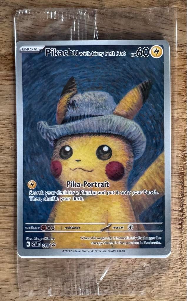 Pikachu van Gogh met grijze vilten hoed - Sealed Mint, Hobby en Vrije tijd, Verzamelkaartspellen | Pokémon, Ophalen of Verzenden