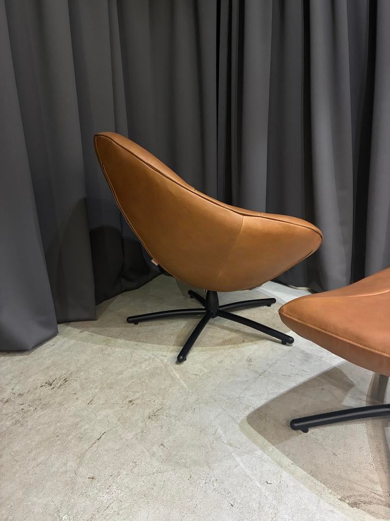 Label Hidde fauteuil - Nieuw Verve leer -, Ophalen, Bruin, ., Leer