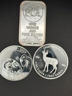 3x 1oz zilver - baartje + 2 munten bijna 100 gram zilver, Ophalen of Verzenden, Zilver