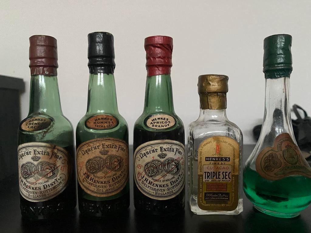 9x Henkes Miniatuur drankflesjes, Antiek en Kunst, Antiek | Glas en Kristal, Ophalen of Verzenden