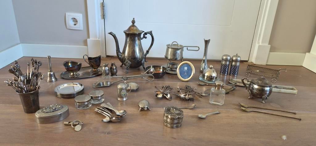 Set verzilverd, Antiek en Kunst, Antiek | Goud en Zilver, Ophalen, Zilver