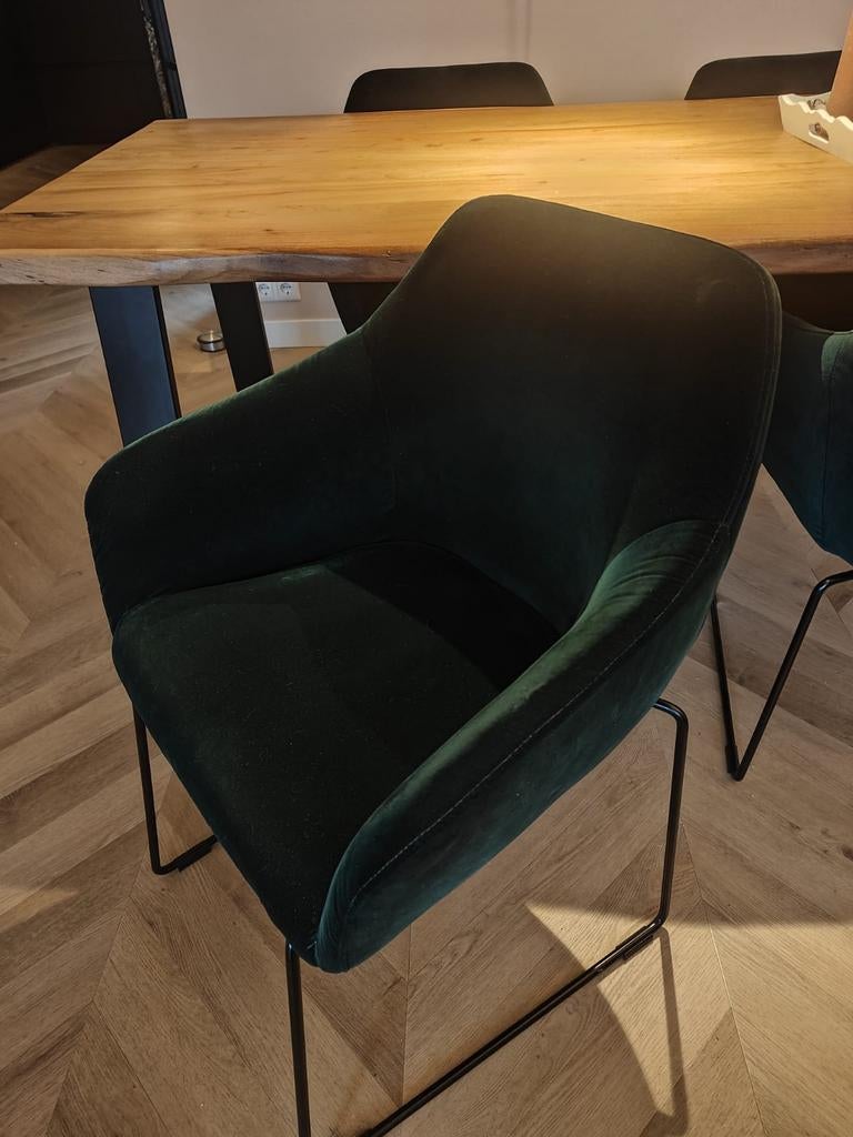 IKEA Tosberg eetkamerstoelen groen velvet 4 stuks, Ophalen, Overige kleuren, Zo goed als nieuw, Vier