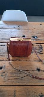 Vintage slangen (python) leren handtasje met portemonnee, Ophalen, Gebruikt, Bruin, Handtas