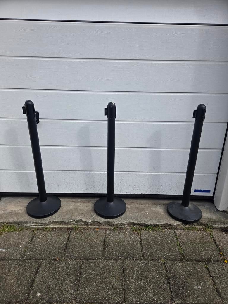 Afzetpalen met lint (3 stuks), Hobby en Vrije tijd, Feestartikelen | Verhuur, Ophalen, Gebruikt