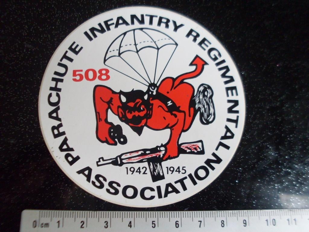 sticker sqr 508 parachute infantry regimental association, Verzamelen, Stickers, Zo goed als nieuw, Bedrijf of Vereniging, Verzenden