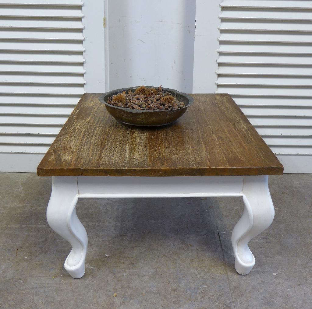 Prachtige witte  landelijke Queen anne salontafel, Ophalen, 50 tot 100 cm, 50 tot 100 cm, Zo goed als nieuw