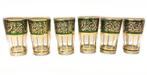 Vintage set 6 st. luxe cognac glazen groen art deco, Ophalen of Verzenden