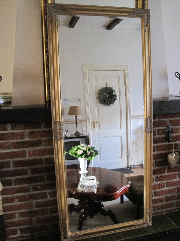 "Exclusieve" Old-Gold "Facet Geslepen"Lange!! "Barok"Spiegel, Huis en Inrichting, Ophalen, Zo goed als nieuw, 150 tot 200 cm, Rechthoekig