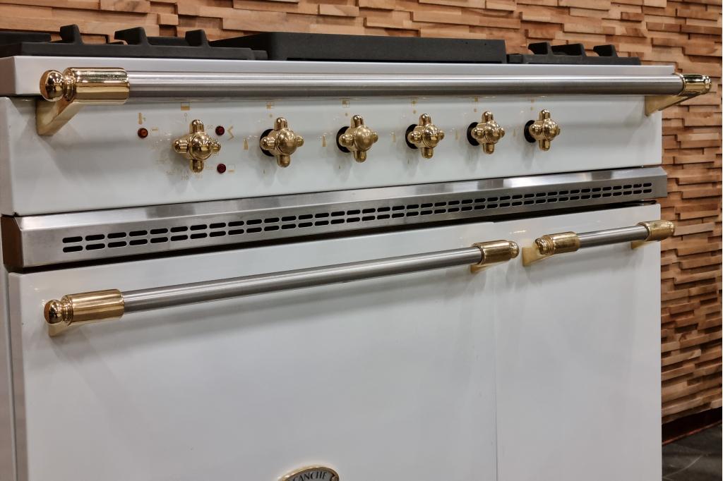 🔥Luxe Fornuis Lacanche 100cm wit + messing Coupe de Feu, Niet ingevuld, 60 cm of meer, Niet ingevuld, Ophalen of Verzenden