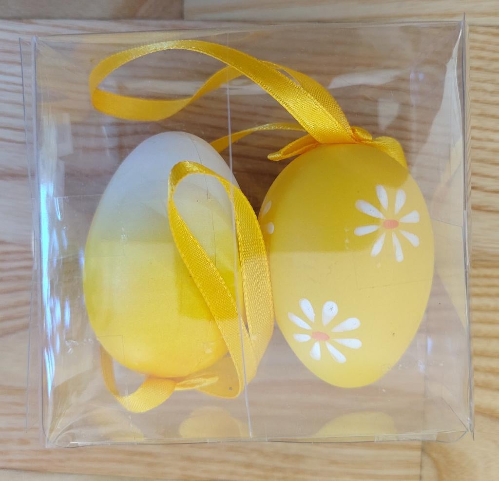 Paasei aan lint voor in paasboom lichtgewicht geel 2 stuks, Ophalen, Nieuw