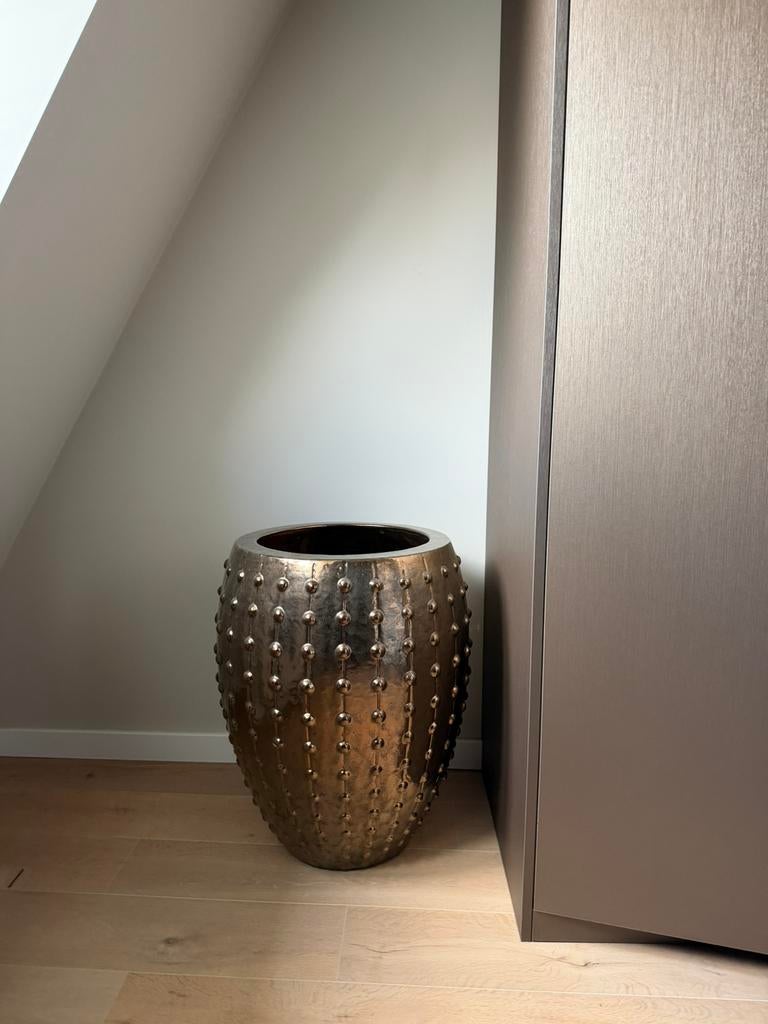 Laos Emperor Goud groot bloempot, Tuin en Terras, Bloempotten, Ophalen, Rond, Zo goed als nieuw, Minder dan 25 cm