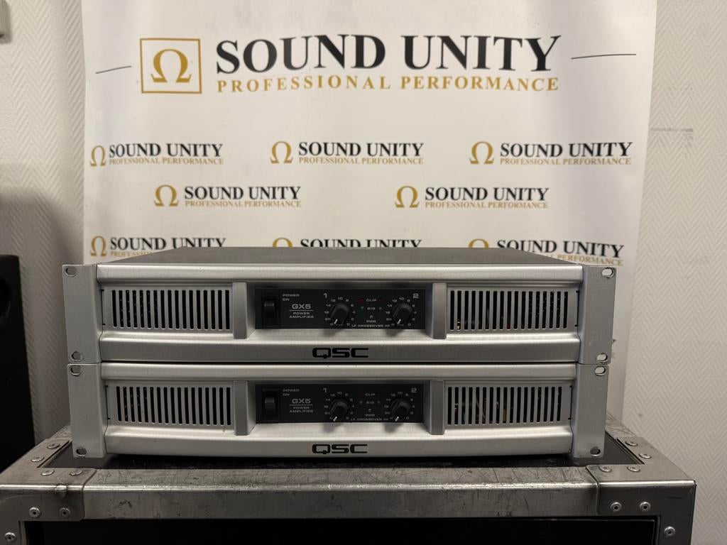 QSC GX5 2x700W/4ohm, Zo goed als nieuw, 120 watt of meer, Front, Rear of Stereo speakers, Ophalen