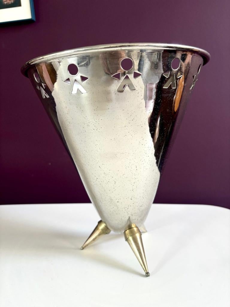Wijnkoeler - stijl van Philippe Starck Alessi, Flessenkoeler, Gebruikt, Zilver, Ophalen of Verzenden