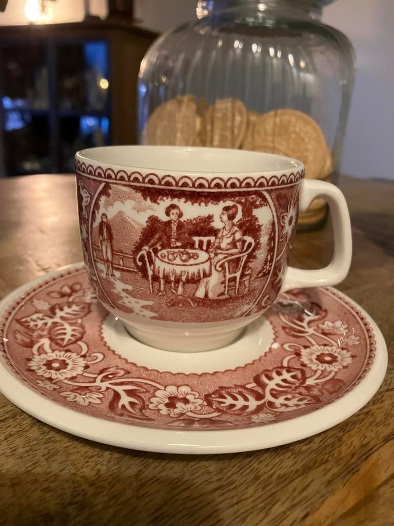 Prachtige landelijke kop en schotel van Boch teadrinker, Antiek en Kunst, Antiek | Servies los, Ophalen of Verzenden