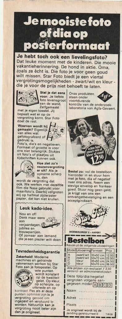 Retro reclame 1977 Agfa mooiste foto als poster, Verzenden, Overige typen