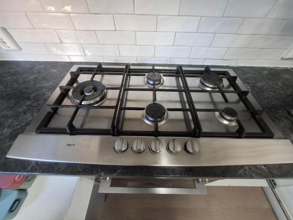 Pelgrim Inbouw Gasfornuis Kookplaat 5 Kookzones, Ophalen, Gebruikt, Minder dan 85 cm, 60 cm of meer