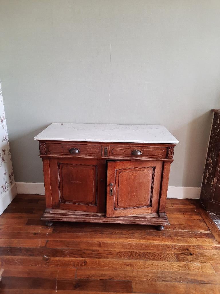 commode / dressoir wit marmer blad, Ophalen, 25 tot 50 cm
