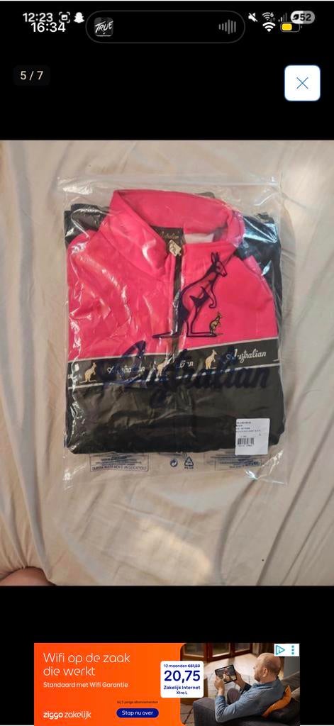 Roze Australian trainingspak met zwarte bies - Maat L, Ophalen, Maat 52/54 (L), Overige typen, Zo goed als nieuw