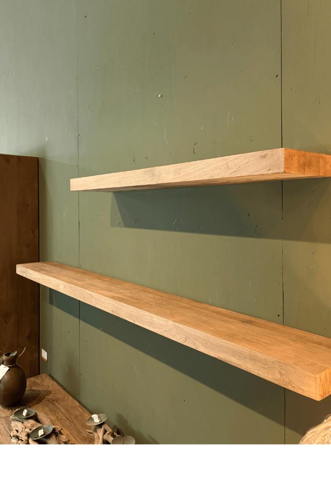 zwevende / Blinde teakhouten planken, Huis en Inrichting, Woonaccessoires | Wandplanken en Boekenplanken, Ophalen of Verzenden