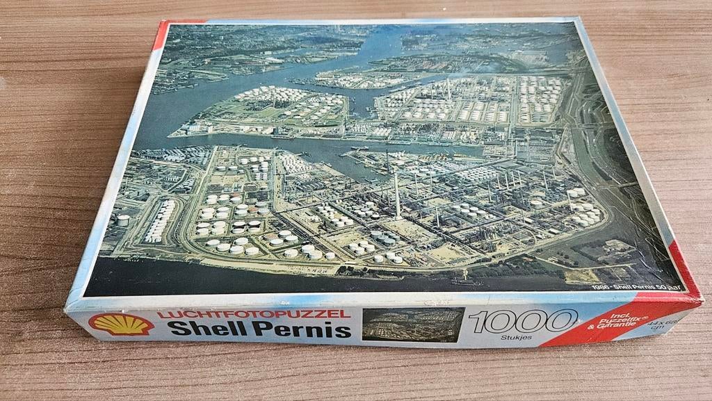 Shell Pernis 50 jaar - 1986 jubileum puzzel 1000 stukjes, Ophalen of Verzenden, 500 t/m 1500 stukjes, Gebruikt