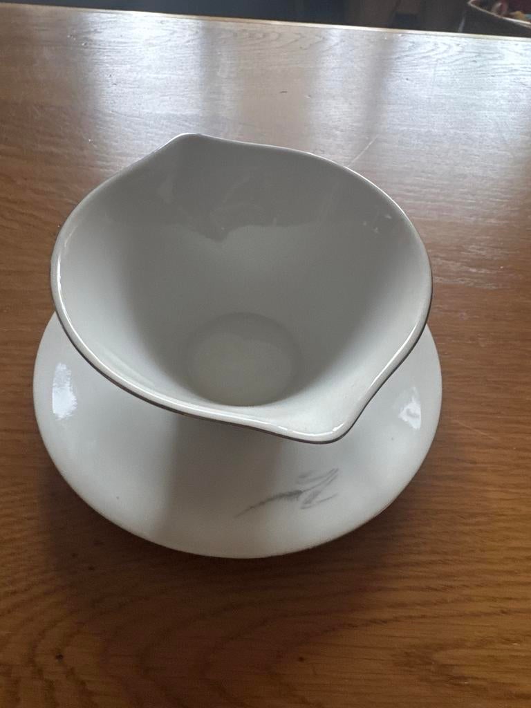 Vintage Bavaria Porselein Vera Silber Sauskom met Schotel, Antiek en Kunst, Antiek | Porselein, Ophalen of Verzenden