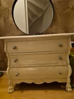 Antiek wit kastje met 3 lades, Gebruikt, 3 of 4 laden, Minder dan 100 cm, Antiek, Brocante