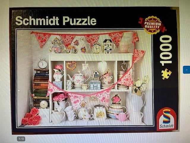 Leuke legpuzzel servies met vlaggetjes. Cadeau ?, Ophalen of Verzenden, 500 t/m 1500 stukjes, Zo goed als nieuw