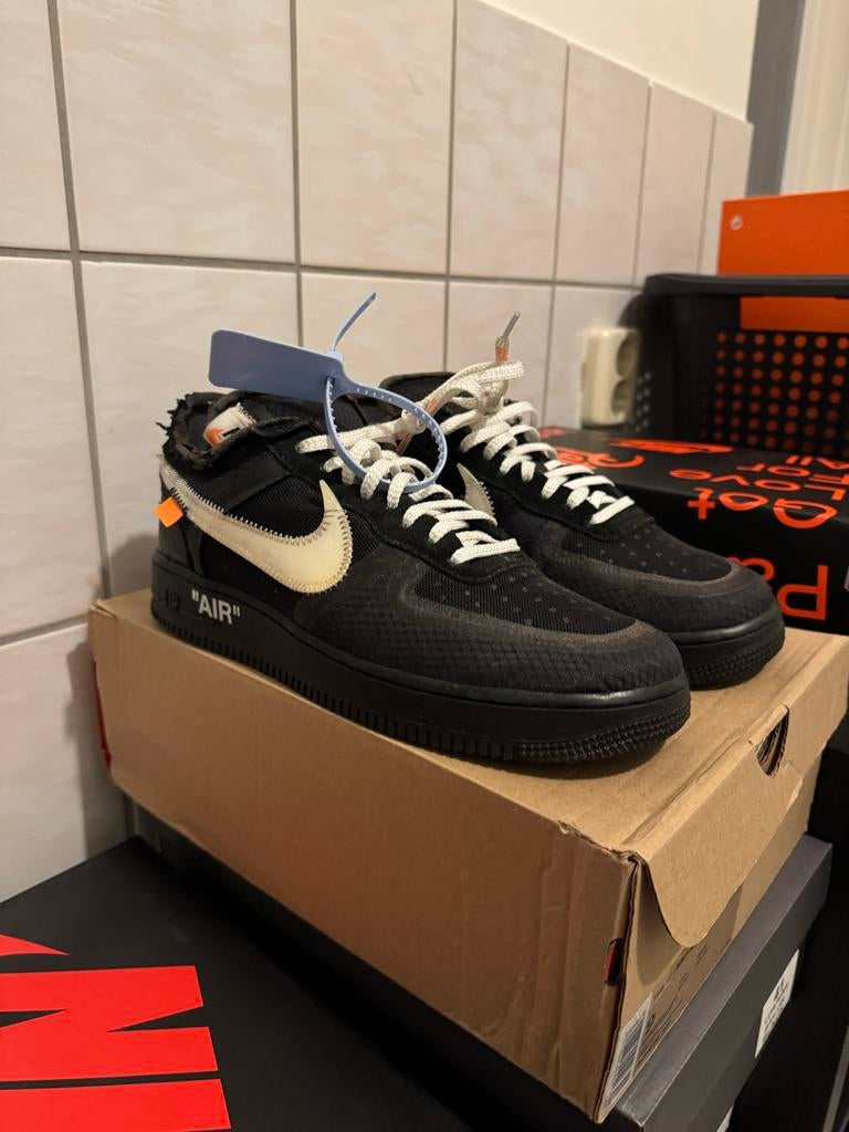 Nike x Off-White Air Force 1 Low Black - Maat 42, Zwart, Ophalen of Verzenden, Sneakers of Gympen, Gedragen