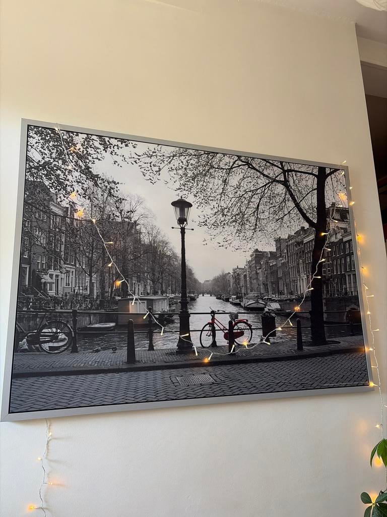 IKEA Wanddecoratie Amsterdam Gracht Zwart-Wit, Ophalen, Schilderij, Hout, Meerkleurig