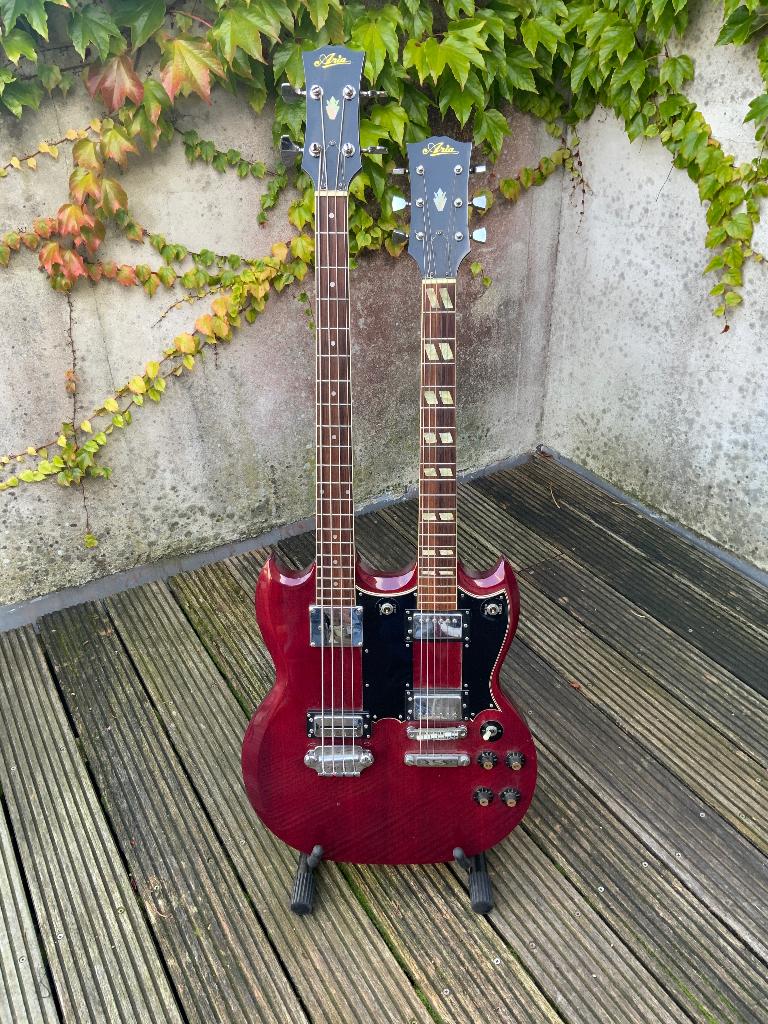 Seventies Aria SG Double Neck Bass/Guitar, Muziek en Instrumenten, Snaarinstrumenten | Gitaren | Elektrisch, Ophalen, Gebruikt