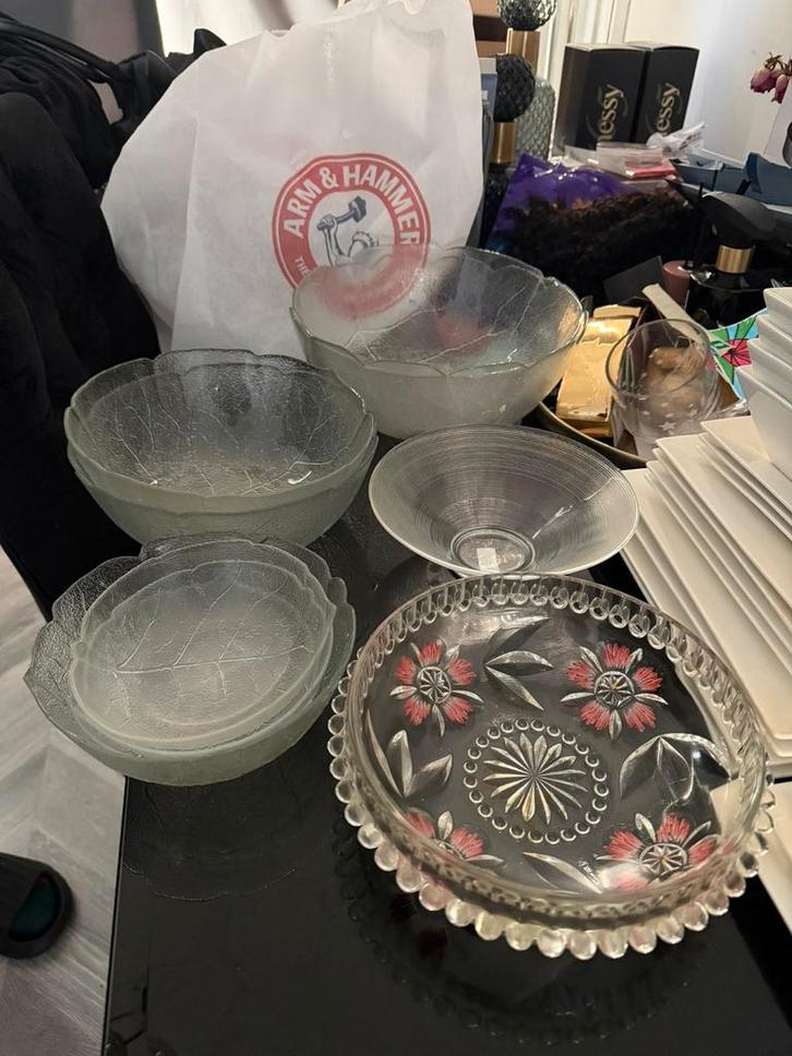 10 schalen, Huis en Inrichting, Woonaccessoires | Schalen en Manden, Rond, Glas, Ophalen