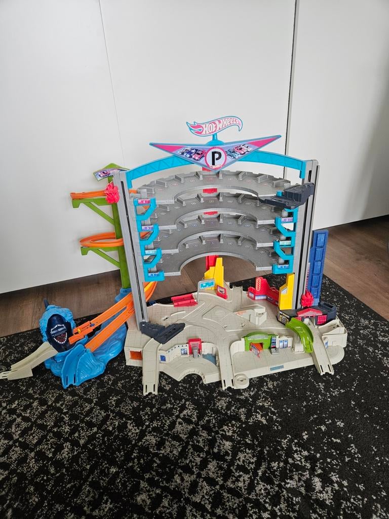 Hot Wheels garage met licht en geluid, Ophalen, Hot Wheels, Handmatig, Racebaan