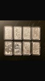 dragon  rectangle baartjes 1oz zilver, Ophalen of Verzenden, Zilver