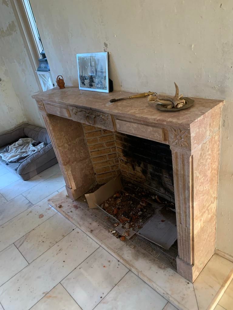 Antieke marmeren schouw - 2 stuks beschikbaar, Ophalen, Gebruikt, Inbouwhaard, Overige soorten