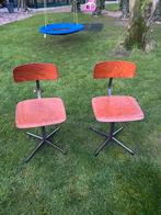 Vintage schoolstoelen 2 stuks, Ophalen, Gebruikt, Twee, Bruin